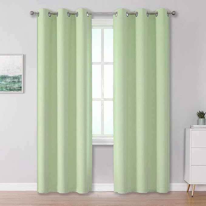 DUALIFE Light Green Blackout Curtain Panels/Drapes by DUALIFE