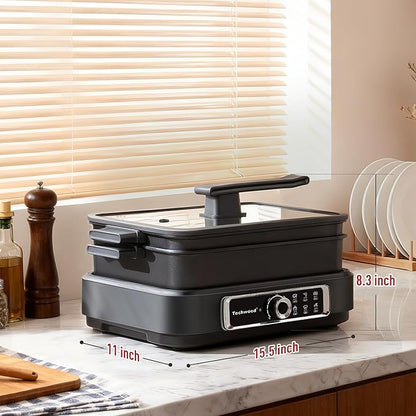 Electric Skillet, Techwood 7.5-Quart 2-in-1 Versatile Multi-Cooker - Image 7