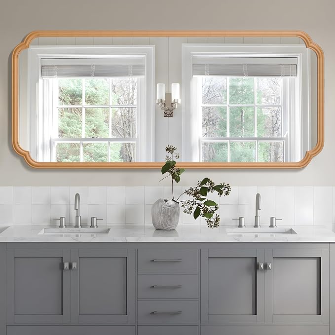 Natural Wood Framed Bathroom Mirror by FerytangeHome