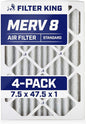 Filter King 7.5x47.5x1 Air Filter | 4-PACK | MERV 8 HVAC Pleated A/C Furnace by FilterKing