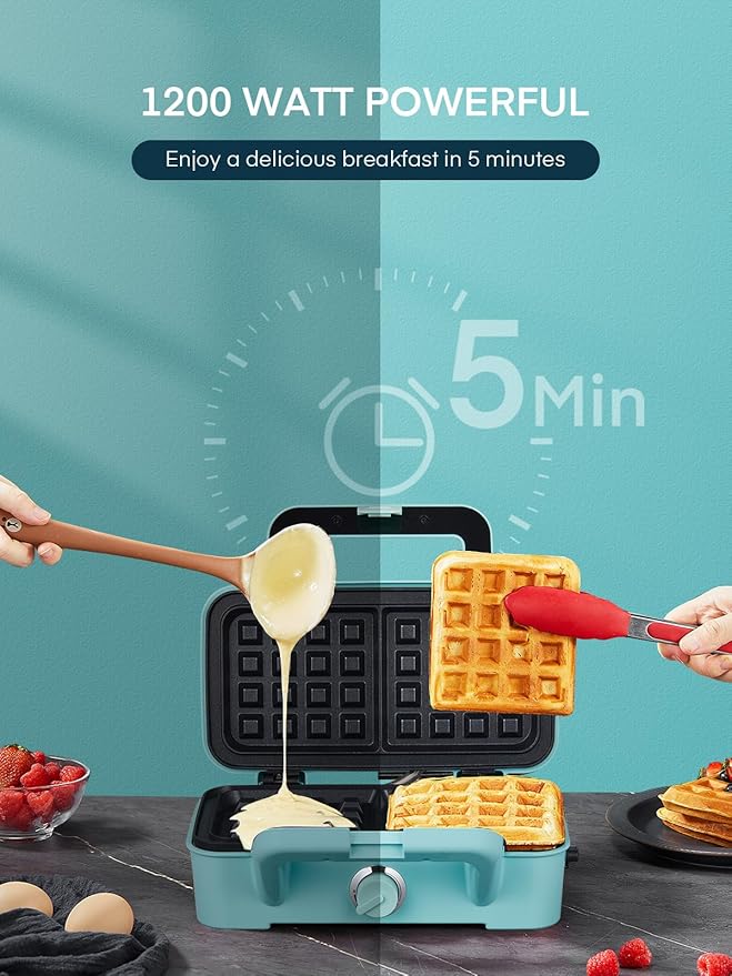 FOHERE Waffle Maker 3 in 1 Sandwich Maker 1200W Panini Press - Image 2