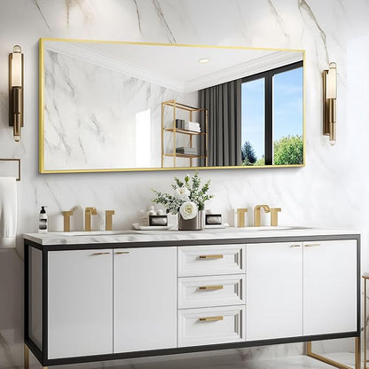 Gold Bathroom Mirror for Wall, 60x30 Inch Rectangle Mirrors - Image 2