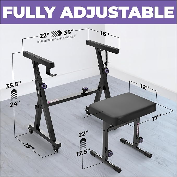 Liquid Stands Piano Keyboard Stand and Bench Set - Image 2