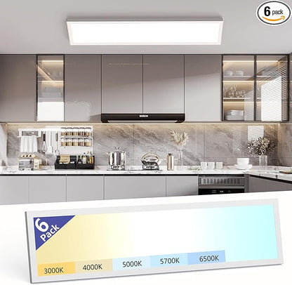 AIKVSXER 1x4 Led Flat Panel Light Surface Mount-6 Pack, 50W 5500Lm Dual by AIKVSXER