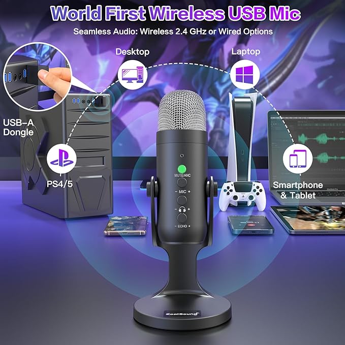ZealSound Wireless Microphone, USB Mic - Image 2