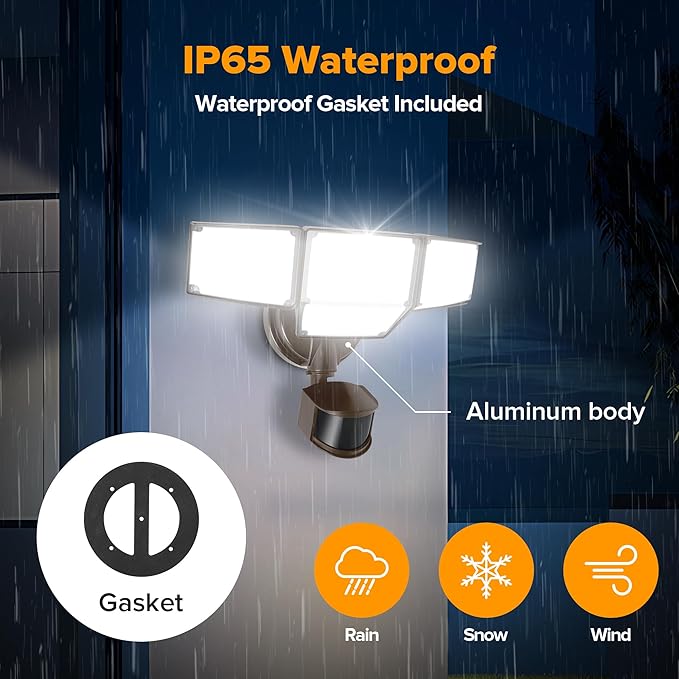 LUTEC 80W 9000LM LED Security Lights Hardwire Motion Sensor Outdoor Lights - Image 6