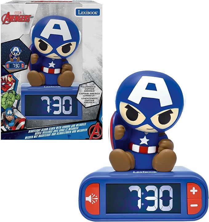 LEXiBOOK, Marvel Avengers, Avengers Nightlight Alarm Clock, Sounds and Melodies by Lexibook