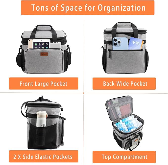 Double Deck Large Lunch Box, Insulated Heavy Duty Lunch Bag Waterproof - Image 3