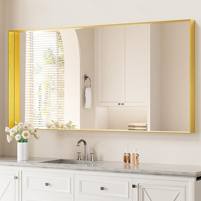 Koonmi 30x60 Inch Metal Framed Bathroom Mirror - Image 2