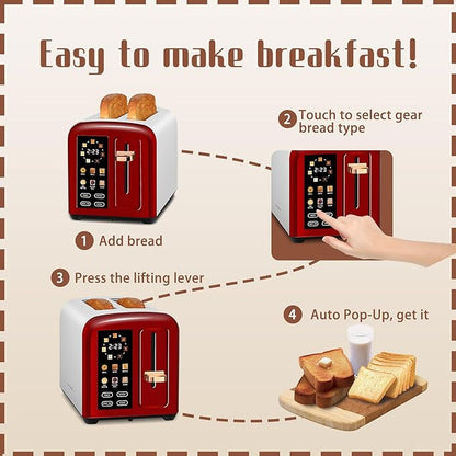 SEEDEEM Toaster 2 Slice with Touch Screen, Faster Heating Speed, 7 Shade Setting - Image 6