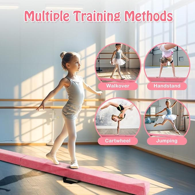 Giantex 7FT/8FT/9FT Balance Beam, Folding Gymnastics Beam w/Carry Handles - Image 3