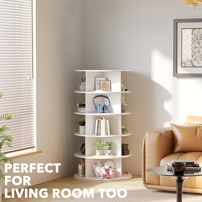 SpaceAid 5 Tier Rotating Shoe Rack Tower, Spinning Shoe Display Lazy Susan - Image 6