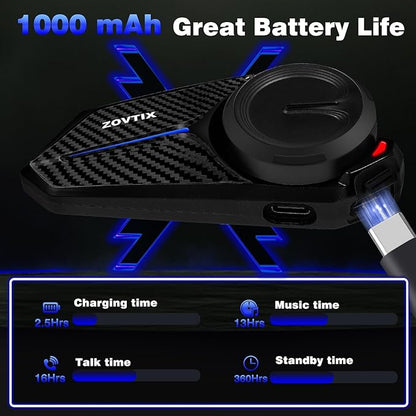 ZOVTIX Motorcycle Helmet Headset Support 8 Riders Group Intercom Communication - Image 7