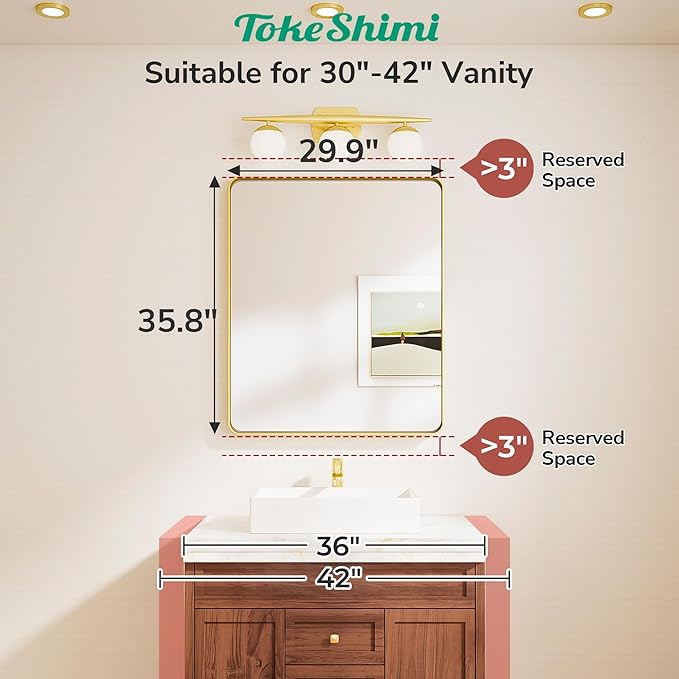 TokeShimi 30x36 Brushed Gold Mirror - Image 2