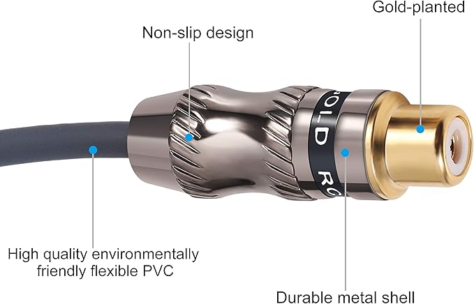 Devinal RCA Splitter, RCA 1 Male to 2 Female Cable Adapter, Stereo Audio RCA - Image 3