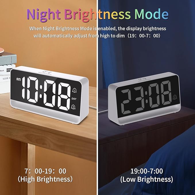 Alarm Clocks for Bedrooms, Digital Bedside Clock - Image 5