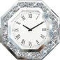Wall Clock, Octagon Mirror Glass Clock, Cute Diamond 12-inch Non-Ticking Clock for Wall Décor, Perfect Home Decor for Bedroom, Bathroom Motif, Dining Room(Excluding Batteries.)