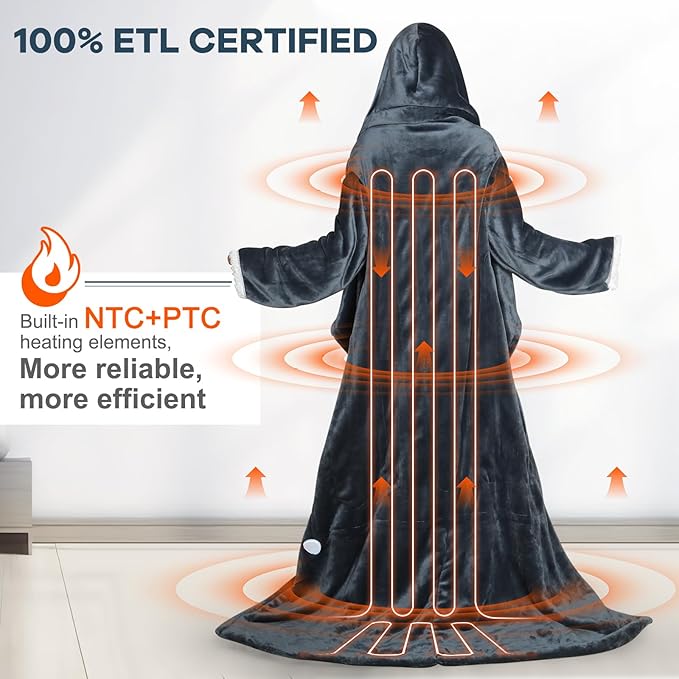 Wearable Electric Blankets, Heated Snuggle Blanket, Foot Pocket, 10 Heating 3 - Image 5