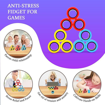 Cevioce 9 PCS Magnetic Ring Fidget Toys Set, ADHD Anxiety Magnetic Finger - Image 6