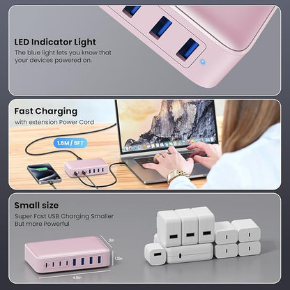 USB C Charger 200W USB C Charger Block, Upgraded GaN III 8-Port Fast Charging - Image 5