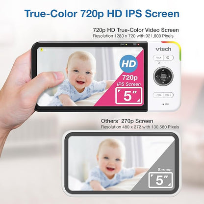 VTech VM928-2HD 5” 720p HD Display 2 Cameras Baby Monitor, 110 Wide Angle View - Image 4
