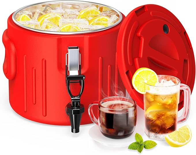 Insulated Beverage Dispenser 2 Gallon- Ice and Hot Drink Dispenser by Staiihom