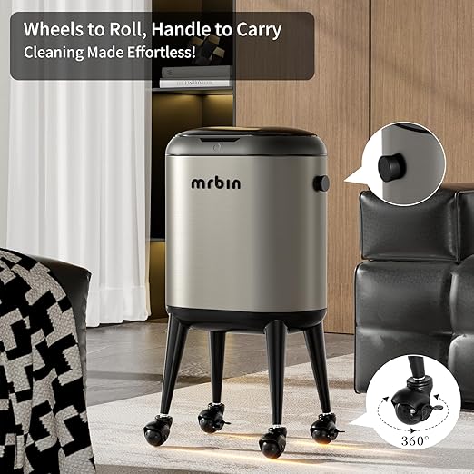MRBIN Stainless Steel Slim Bathroom Motion Sensor Trash Can - Image 4