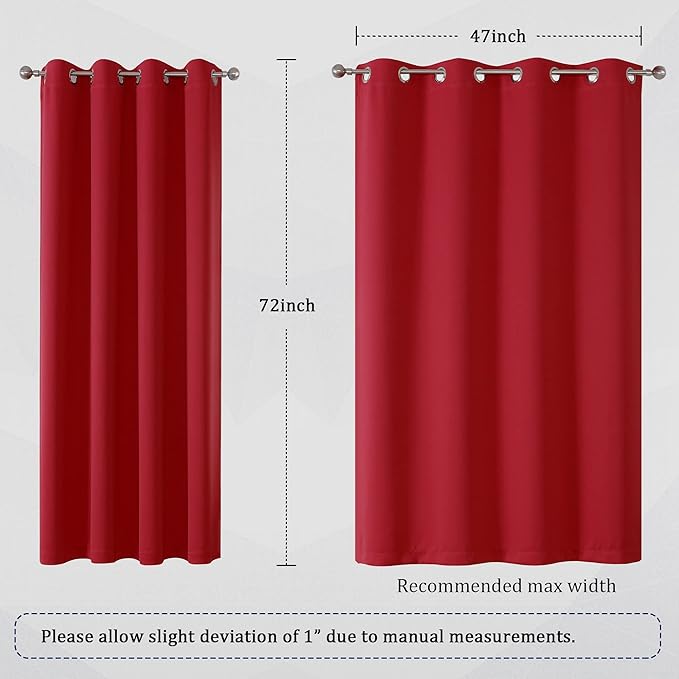 DUALIFE Red Curtains 72 Inches Long - Image 6