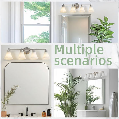 LOUSACE 4 Light Bathroom Vanity Light Brushed Nickel Bathroom Lighting Fixtures - Image 9
