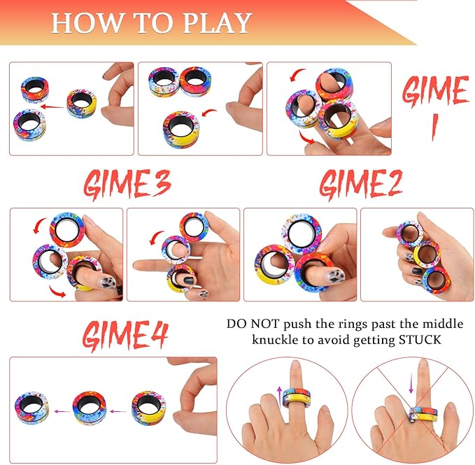 Cevioce 3Pcs Magnetic Rings Fidget Toy Set, Idea ADHD Anxiety Magnetic Fidget - Image 5