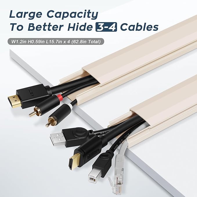 TV Cable Hider - 62.8in PVC Cord Hider Cable Management Wall, Paintable Cable - Image 4