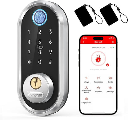 Smart Deadbolt, SMONET Fingerprint Electronic Deadbolt Door Lock by SMONET