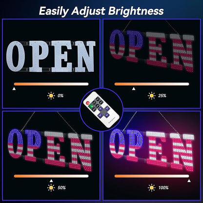 30" x 10" American Flag LED OPEN Sign - Image 4