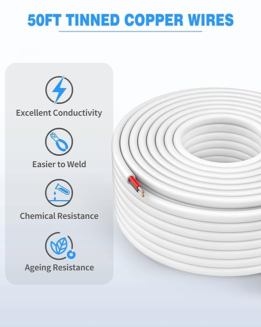 NAOVEO 12 Gauge Wire 2 Conductor Electrical Wire, 12 AWG Stranded PVC Tinned - Image 6