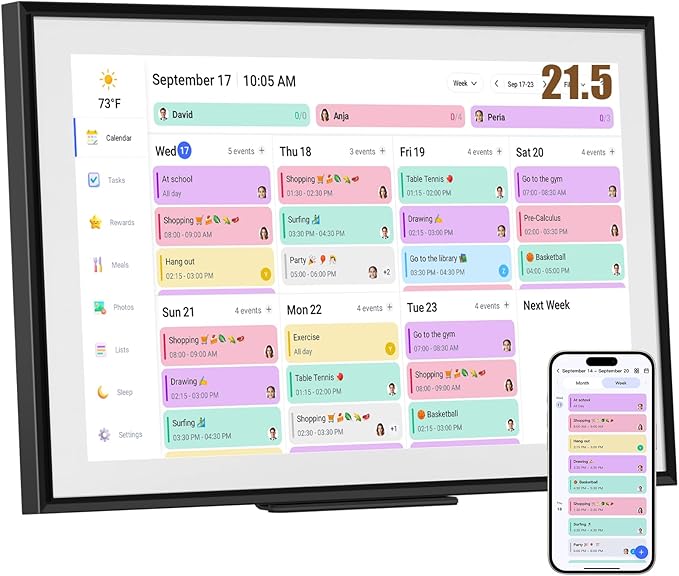 Smart Digital Calendar: 21.5-Inch Electronic Wall Calendars & Chore Chart by LiviNGPAi