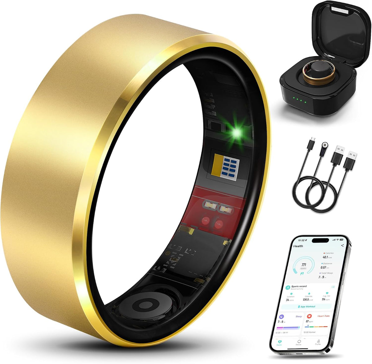 smart health ring fitness tracker for men women, main product view