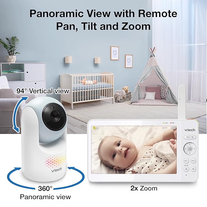 VTech 7" Baby Monitor with IPS Screen, Pan Tilt Zoom Camera, No WiFi Video Baby - Image 4