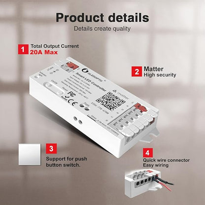 GLEDOPTO Alexa Connect Kit Matter LED Strip Light Controller RGBCCT PWM Dimming - Image 7