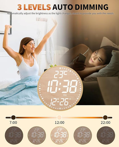 GLOKUUCA 12" Large Digital Wall Mount Clock, Count Down Timer, Big LED - Image 5