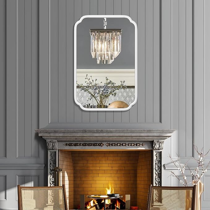 White Bathroom Mirror for Over Sink 24×36 Inch - Image 3