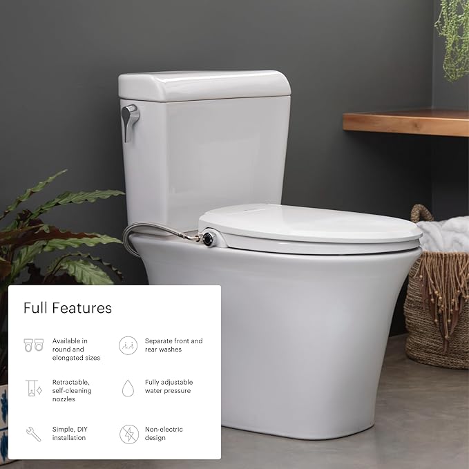 Brondell Bidet Toilet Seat Non-Electric Swash Ecoseat, Fits Elongated Toilets - Image 3