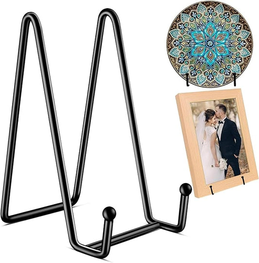 3Pack 6" Plate Stands for Display, Metal Plate Holders Display Stands Can Be by 24ozRibbedGlassCup