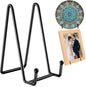 3Pack 6" Plate Stands for Display, Metal Plate Holders Display Stands Can Be by 24ozRibbedGlassCup