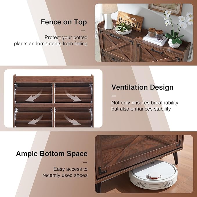 Shoe Storage Cabinet, Farmhouse Shoe Organizer - Image 5