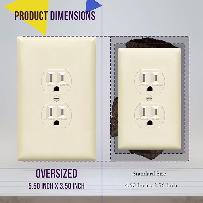 ENERLITES Duplex Receptacle Outlet Wall Plate, Jumbo Electrical Outlet Cover - Image 2