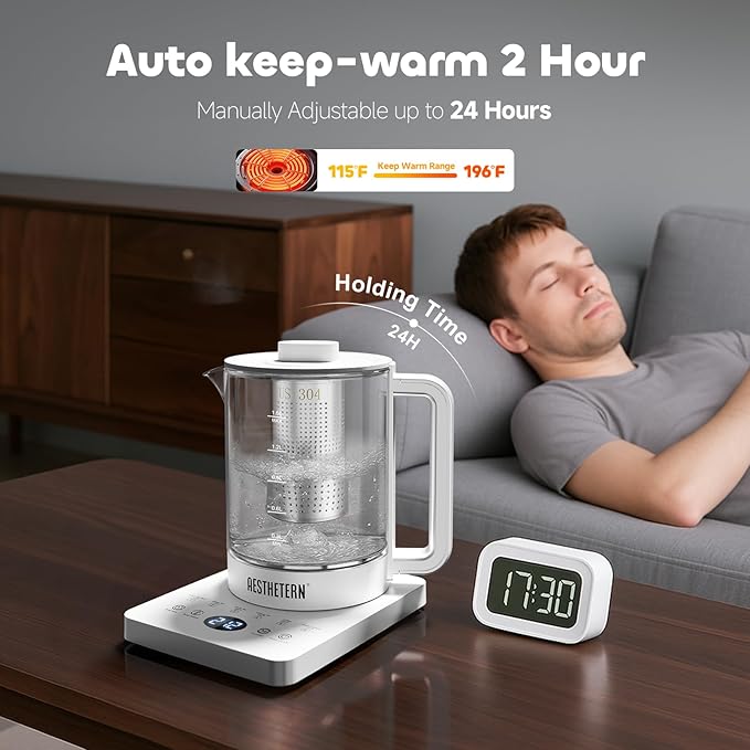 Electric Tea Kettle with Infuser, 1.5L Glass Water Boiler with Temperature - Image 4