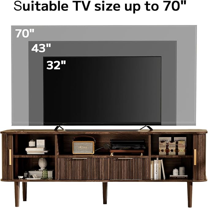 DAMCROP 62.4 Inch Fluted TV Stand, Modern Media Console Table - Image 9
