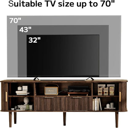 DAMCROP 62.4 Inch Fluted TV Stand, Modern Media Console Table - Image 9