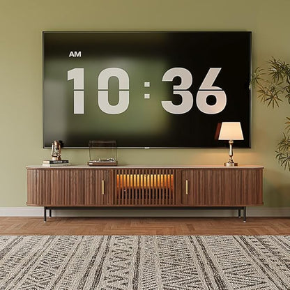 POVISON Fully-Assembled Mid Century Modern Black TV Stand - Image 7