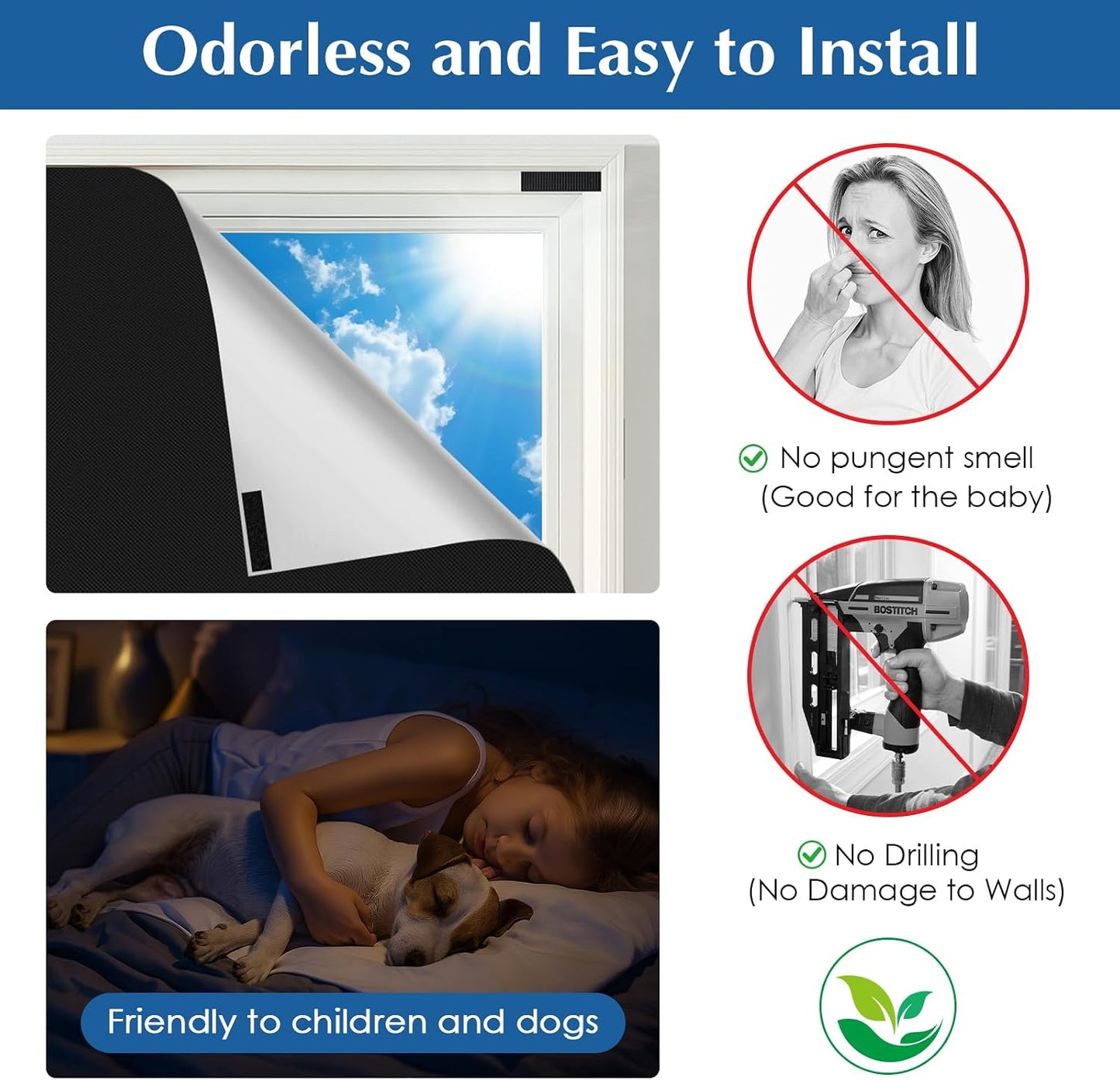 100% Blackout Curtains for Bedroom,Black Out Window Cover, Portable Window Blinds,Travel DIY Window for Baby Nursery,Dorm Room and Media Room (Black 118"x57")